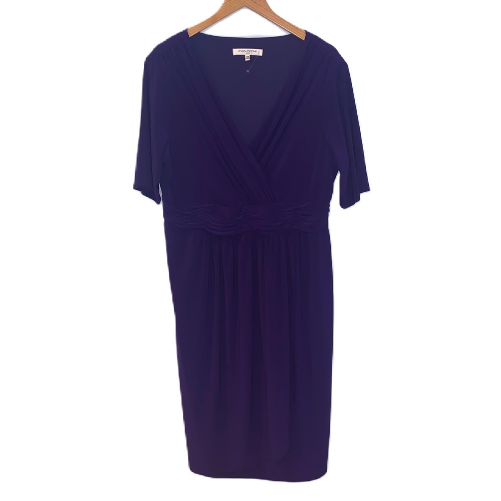 Evan-Picone Purple Faux Wrap Dress Size 18W